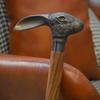 Antique Brass Rabbit Head Walking Cane Handmade Spiral Wood Stick Home Decor
