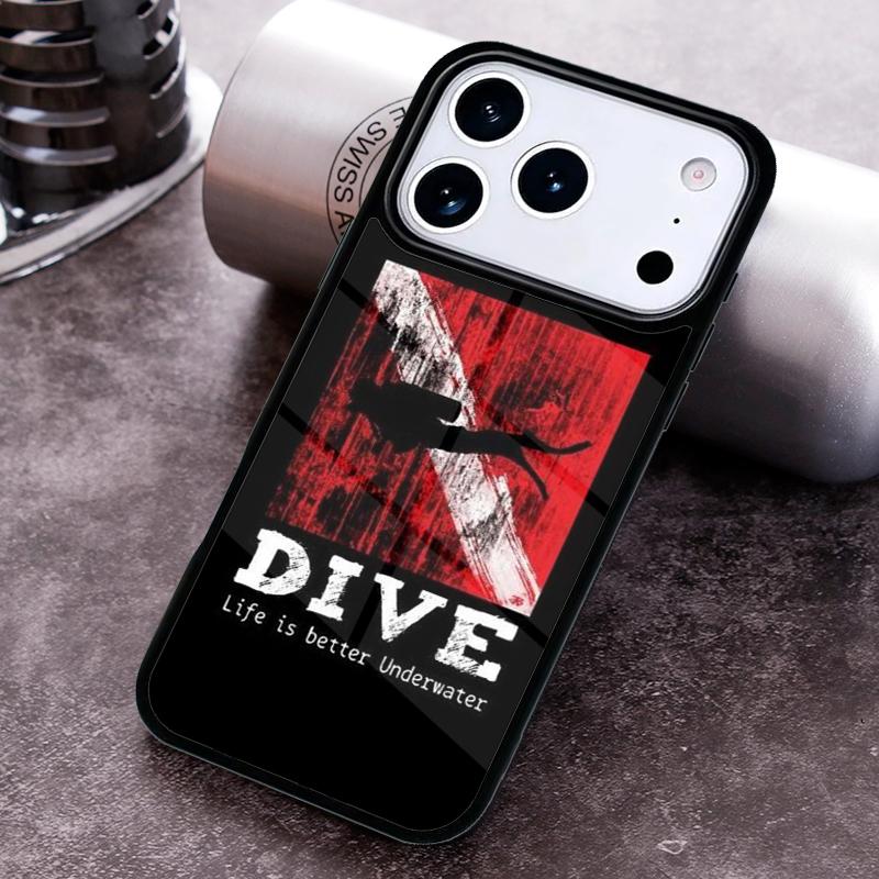 Scuba Diver Diving Phone Case For iPhone 17,16e,15,14,13,12,11,Mini,Pro,MAX soft Silicone Cover
