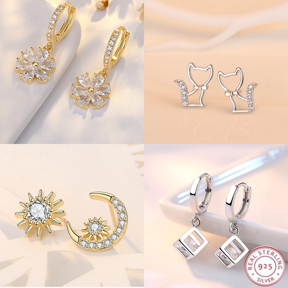 925 Silver Star Stud Earrings AAA Zircon High Quality For Women Earring Wedding Fashion Jewelry Accessories Party Gift
