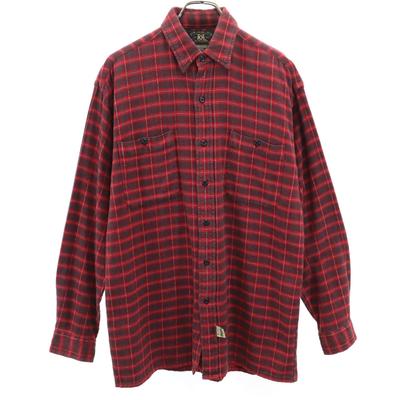 RRL 90-х Красная 3 звезды Начальная бирка Старая Рубашка в клетку с длинным рукавом Ralph Lauren Мужская Б/У