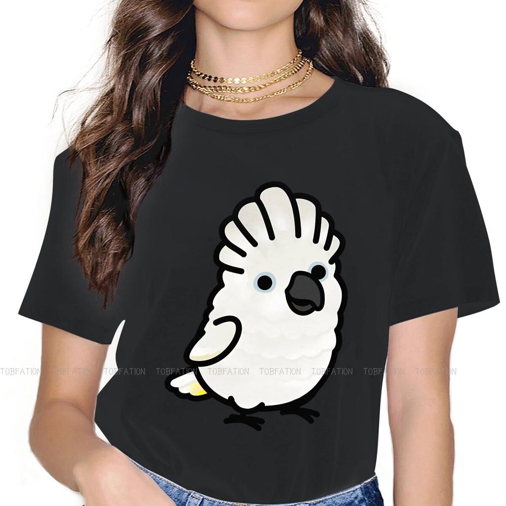 Chubby Umbrella Cockatoo Tshirt For Girls Parrot Tops Harajuku Ladies T Shirt Basic Graphic Oversized