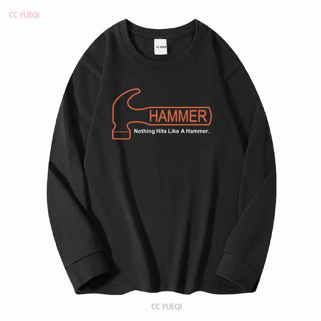 Логотип Hammer Bowling Мужская черная футболка Размер S 5XL с длинным или коротким рукавом винтажная стираная повседневная с графикой уличная мода Унисекс