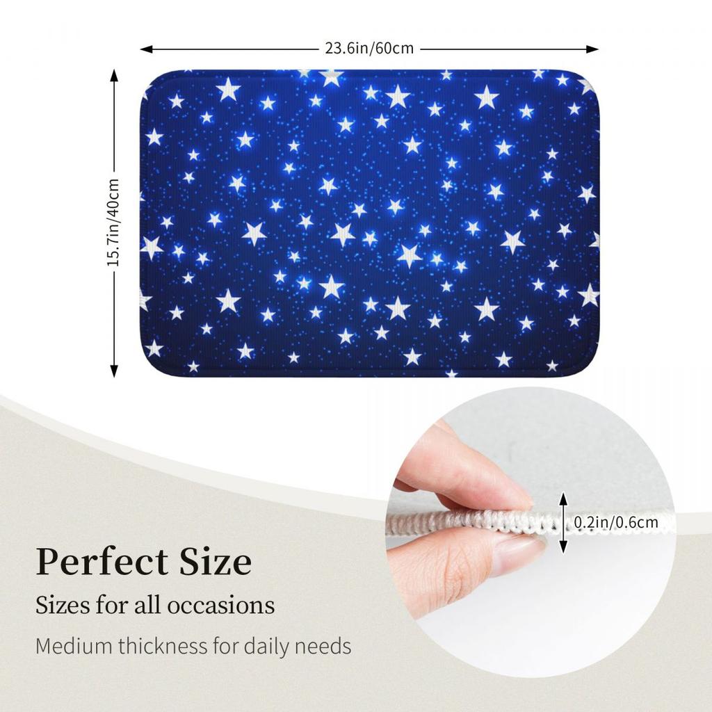 Navy Blue Sky And Stars Print Doormat Kitchen Entrance Home Floor Mat Anti-slip Carpet Rug for Bathroom Footpad Mats