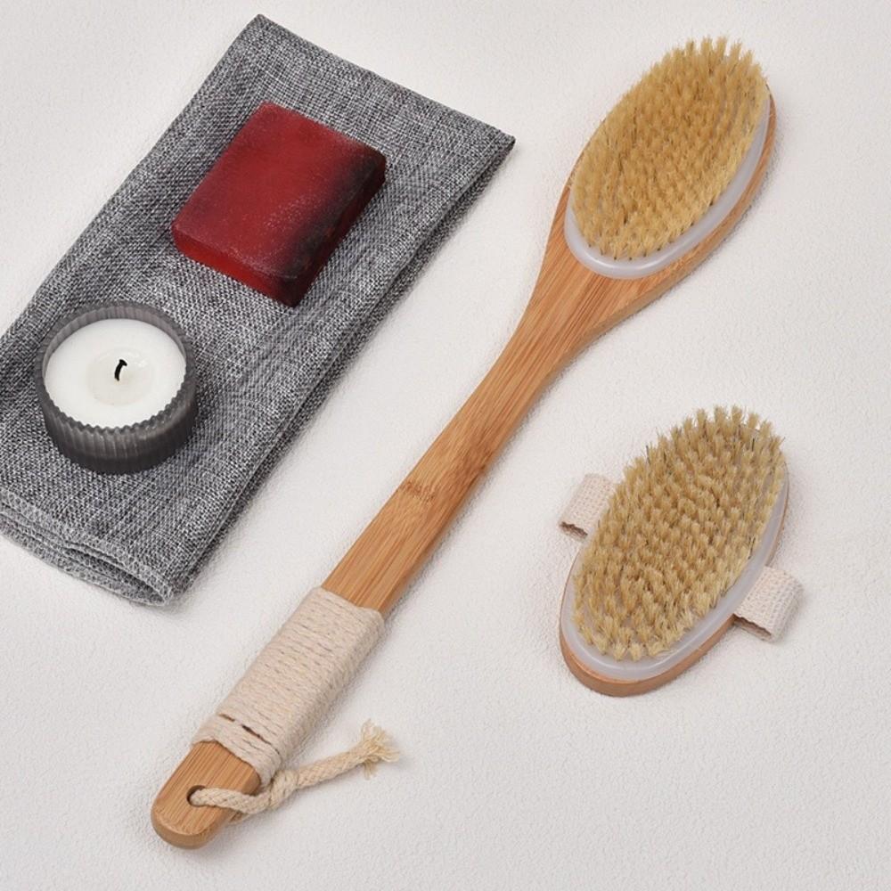 Wooden Handle Shower Scrubber Brush Hanging Rope Body Scrub Brush Bath Body Brush Daily Body Care
