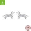 S925 Sterling Silver Dachshund Mini Stud Earrings, Exquisite And Cute Puppy Dog Stud Earrings.