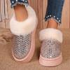 Fashion Sequins Decor Platform Snow Boots Women Fashion Keep Warm Faux Fur Winter Boots Woman Shiny Fuffly Furry Ankle Boots Ladies 42