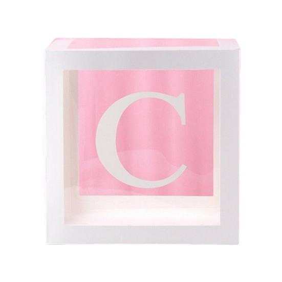 Balloon Box Reusable Clear Paper Box with Letter Stackable DIY Assembly 25 X 25cm Cube Box for Graduation Wedding Birthday Party Decor