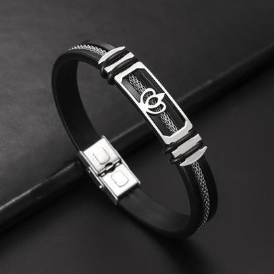 Модный креативный ажурный замок корона нержавеющая сталь сетка цепочка силиконовый браслет винтажный мужской браслет аксессуар праздник