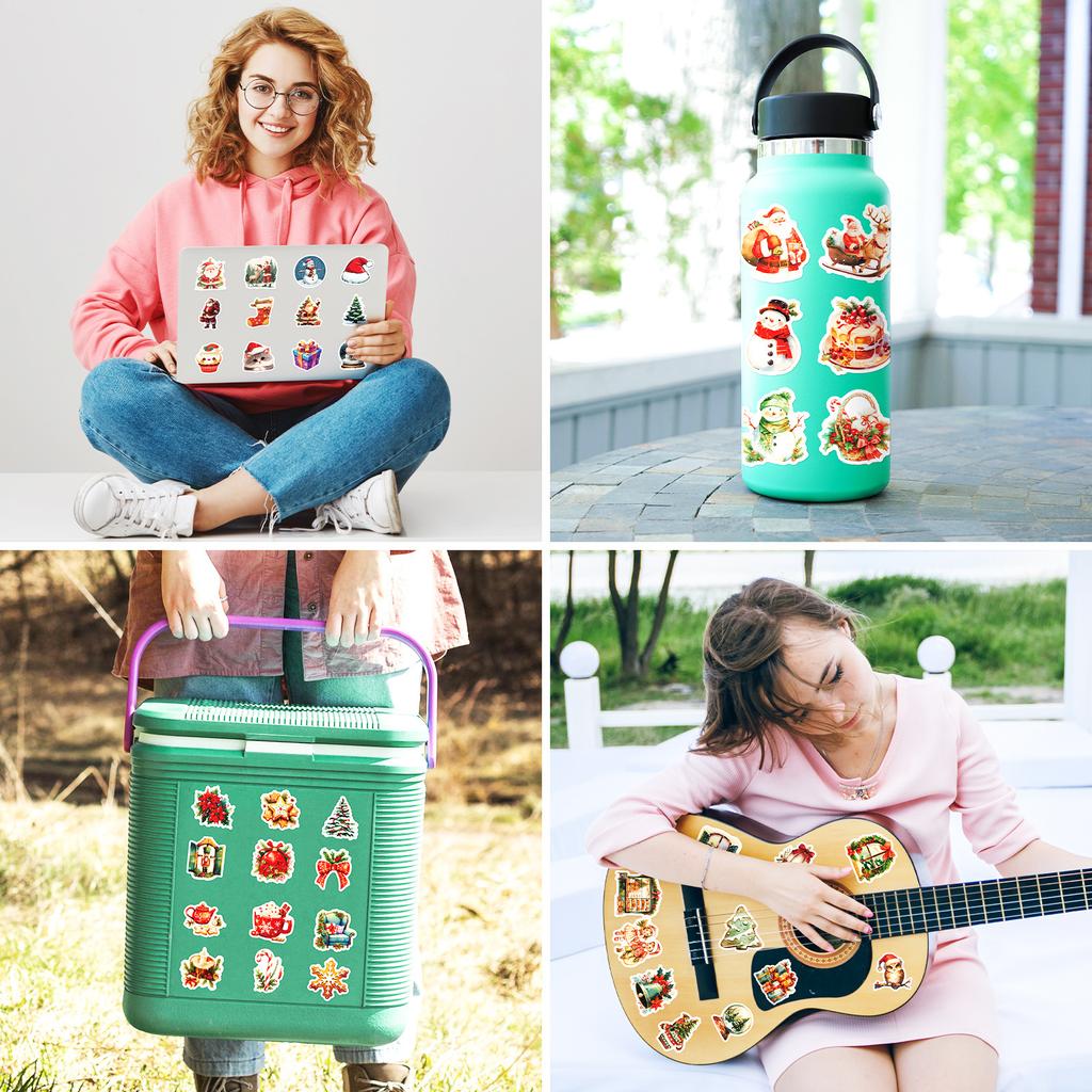 50 шт./набор Рождественские виниловые наклейки Наклейки для упаковки подарков Наклейки для ноутбуков, бутылок для воды, шлемов Наклейки для DIY-поделок Рождественское украшение