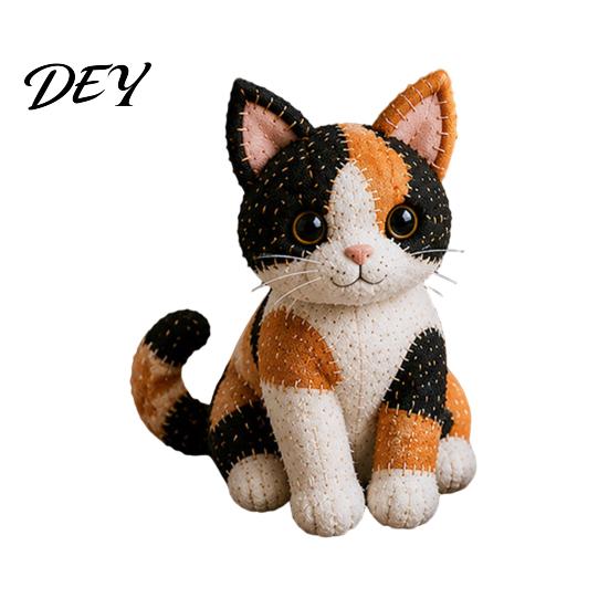 Набор для изготовления тряпичной куклы-кошки, Пэчворк DIY Набор, Создайте Очаровательное Украшение, 3D Животное Шитье для Новичков, Милый Кот Поделка для Взрослых и Новичков, Дом