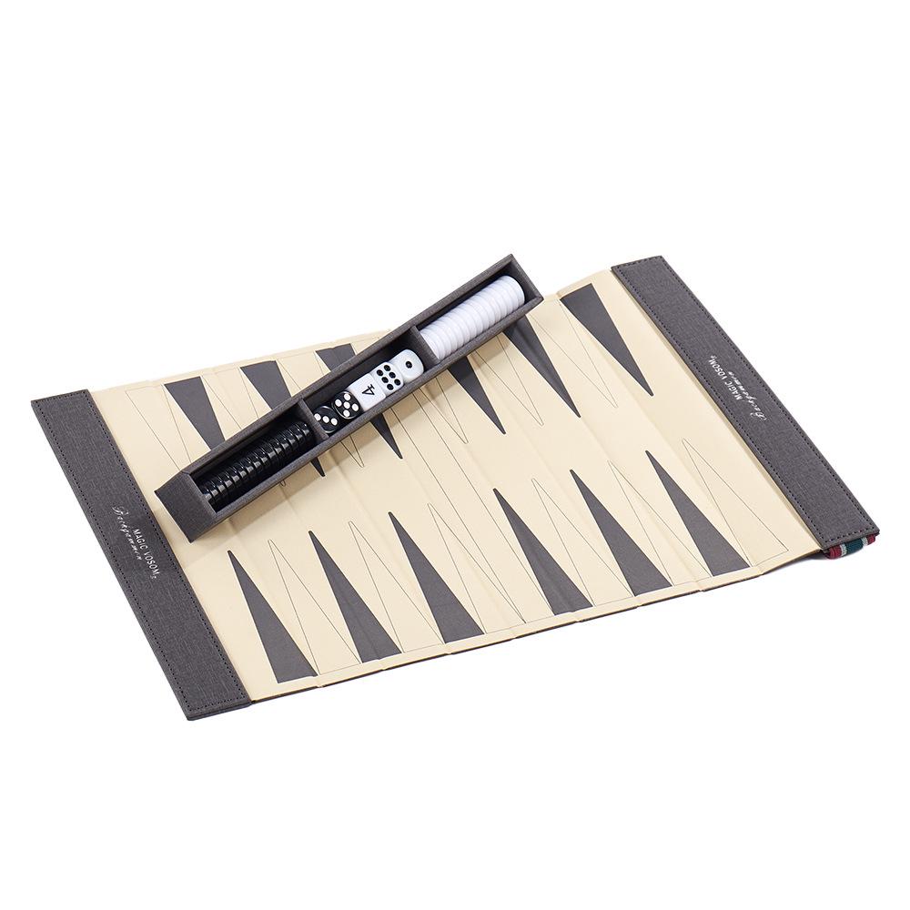 Roll-up Leather Backgammon: Portable Outdoor Travel Game Board | PU Foldable Western Chess Set