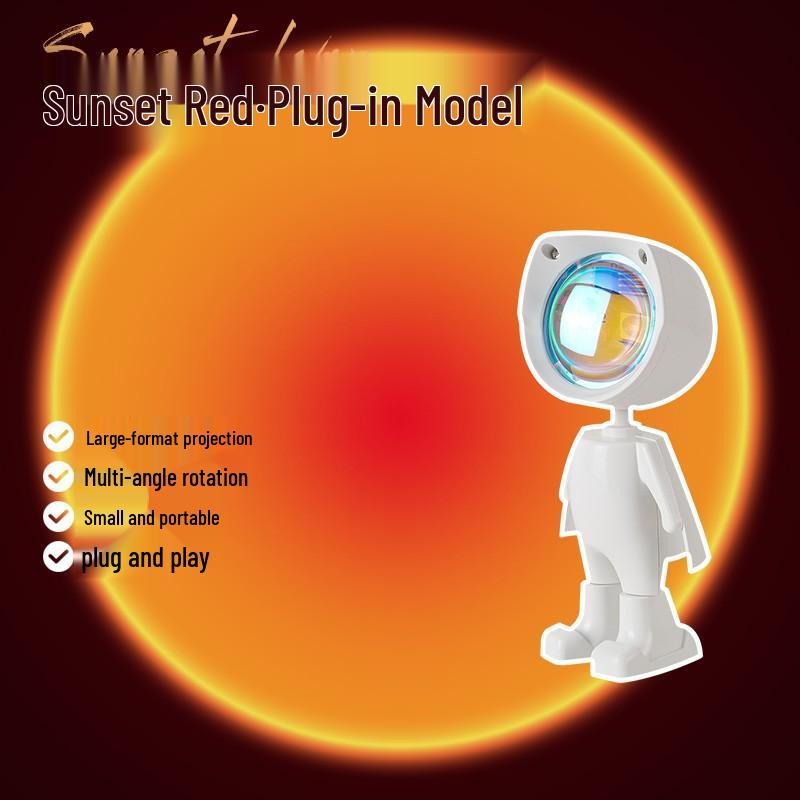 Проектор-светильник 'Закат Астронавта' - Радужная Ночь и Атмосферная Лампа для Спален и Фотографий