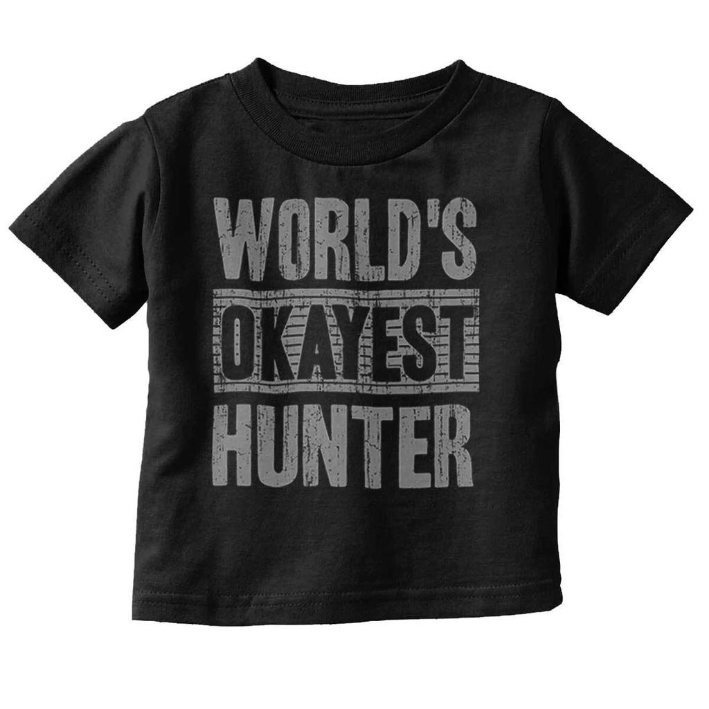 Funny Sarcastic World's Okayest Hunter Joke Toddler Boy Girl Youth T Shirt Tee