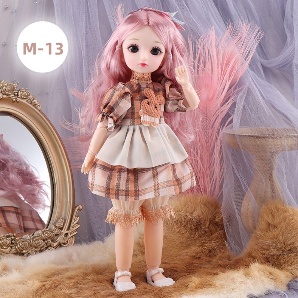 30cm BJD Doll 23 Moveable Joints Attractive Eyes Dress Up Anime Long Hair Toy