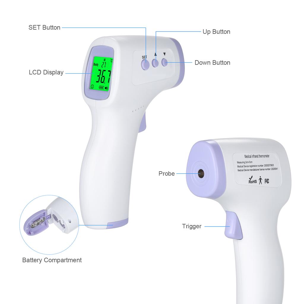 Digital Infrared Forehead Thermometer Non-Contact IR Thermometer Handheld LCD Digital Temperature