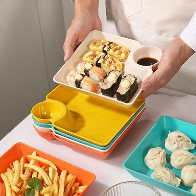 Пластиковые тарелки для пельменей с отделением для соуса, квадратные сервировочные тарелки с держателем для соуса, поднос для чипсов на вечеринку