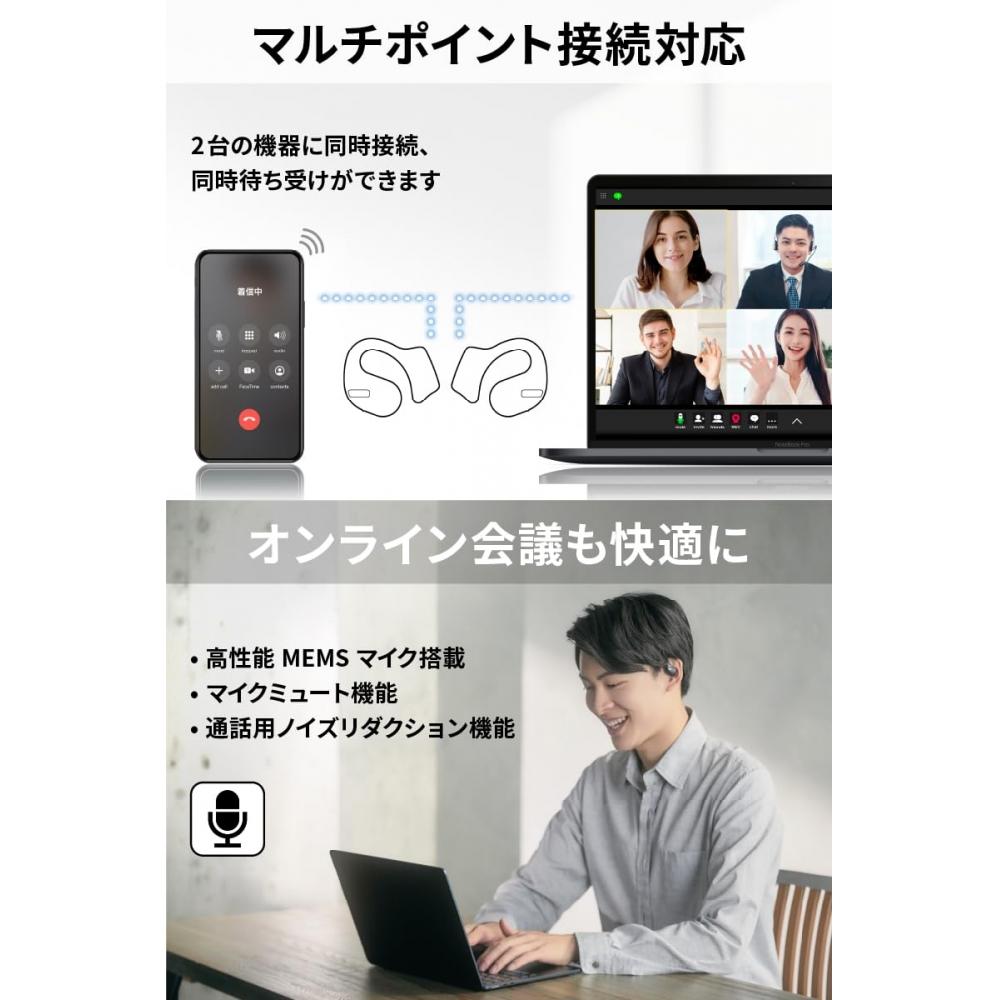 JVC Kenwood Victor HA-NP50T-BA Беспроводные наушники Bluetooth Открытое ухо Слушать без покрытия