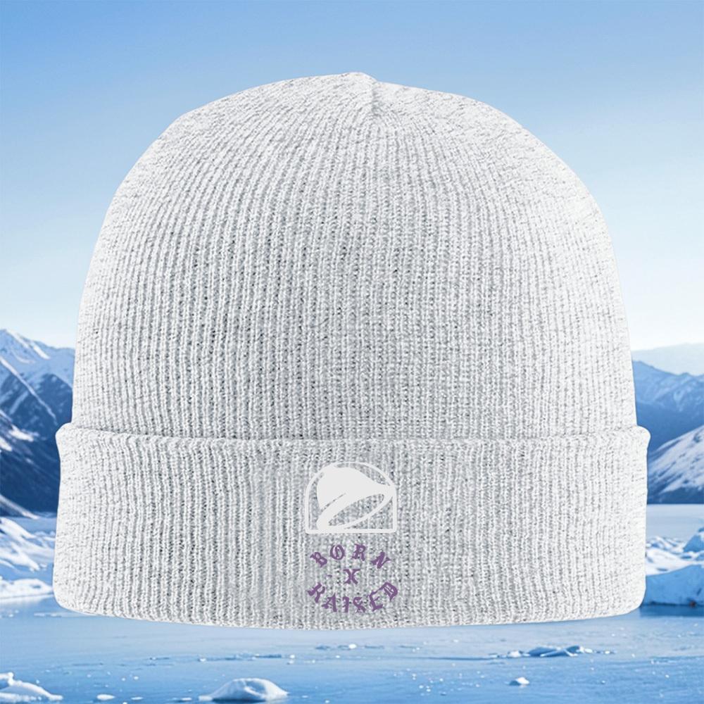 Taco Bell logo Born Raised design Men Women Unisex Knitted Hat Beanie Pullover Cap Winter Thermal Warm Christmas Outdoor Cycling