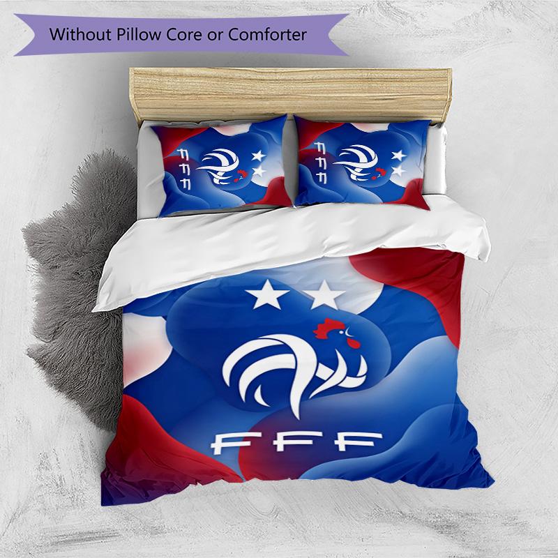 France Football Printed Bedding 3 Piece Set Cozy Breathable Bed Cover Set as Housewarming Holiday Gift