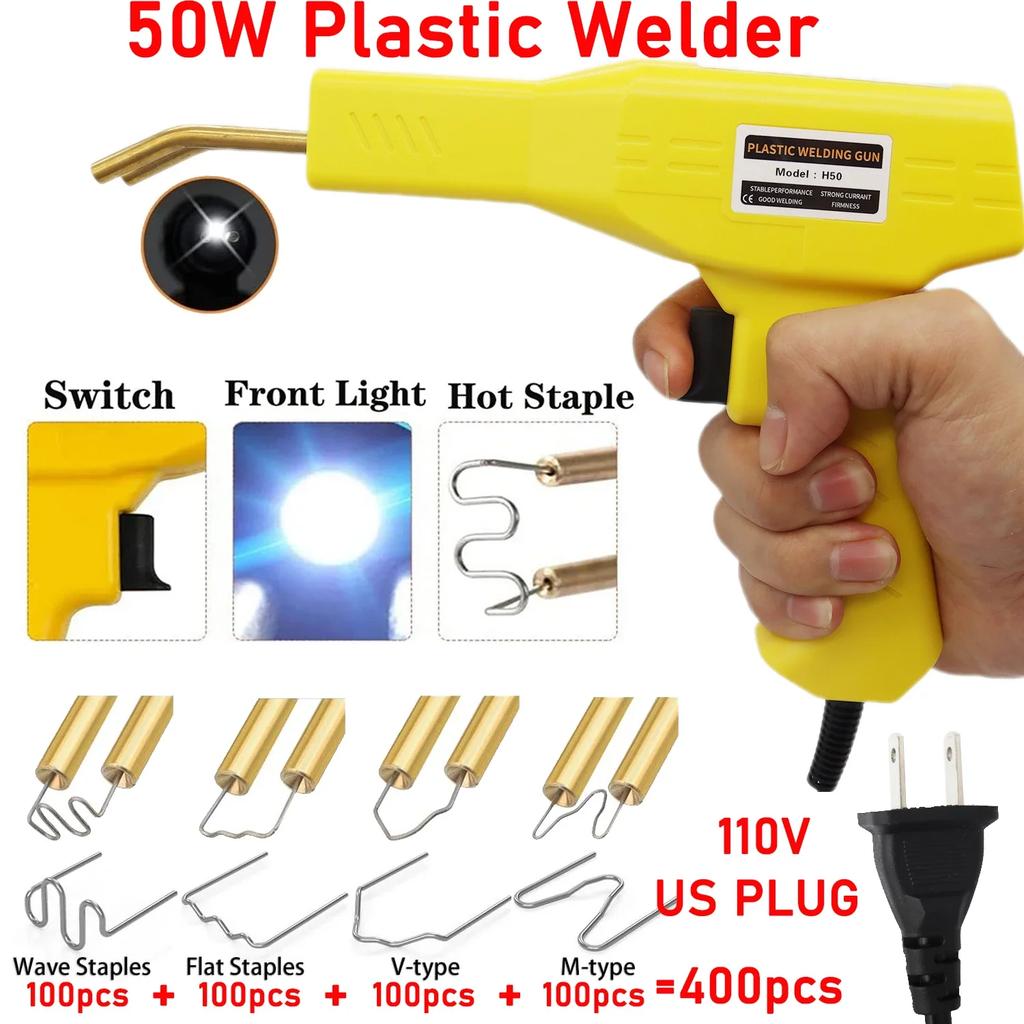 50W Plastic Welding Machine Car Bumper Repair Kit Hot Stapler Hot Air Gun Crack Repair for Removing Body Dent Cracks