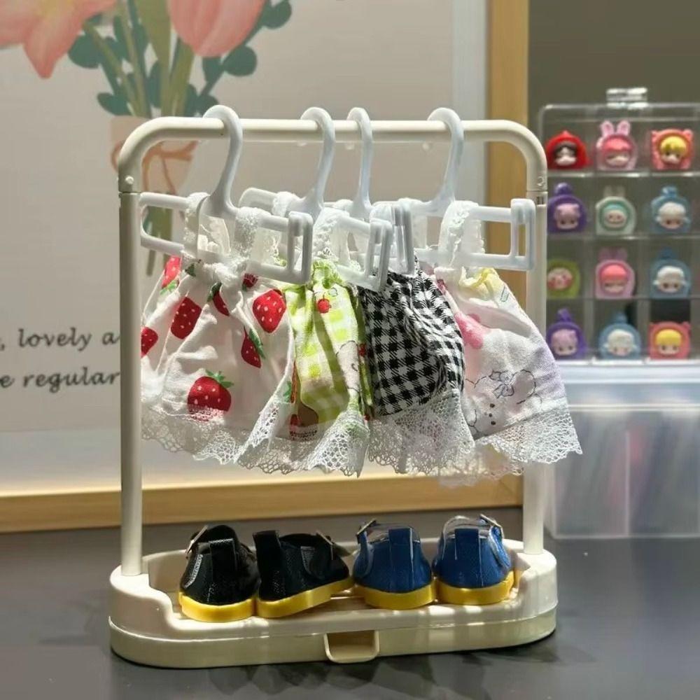 Decorative Doll Clothes Storage Rack Mini Shoe Display Rack for Labubu/BJD Doll