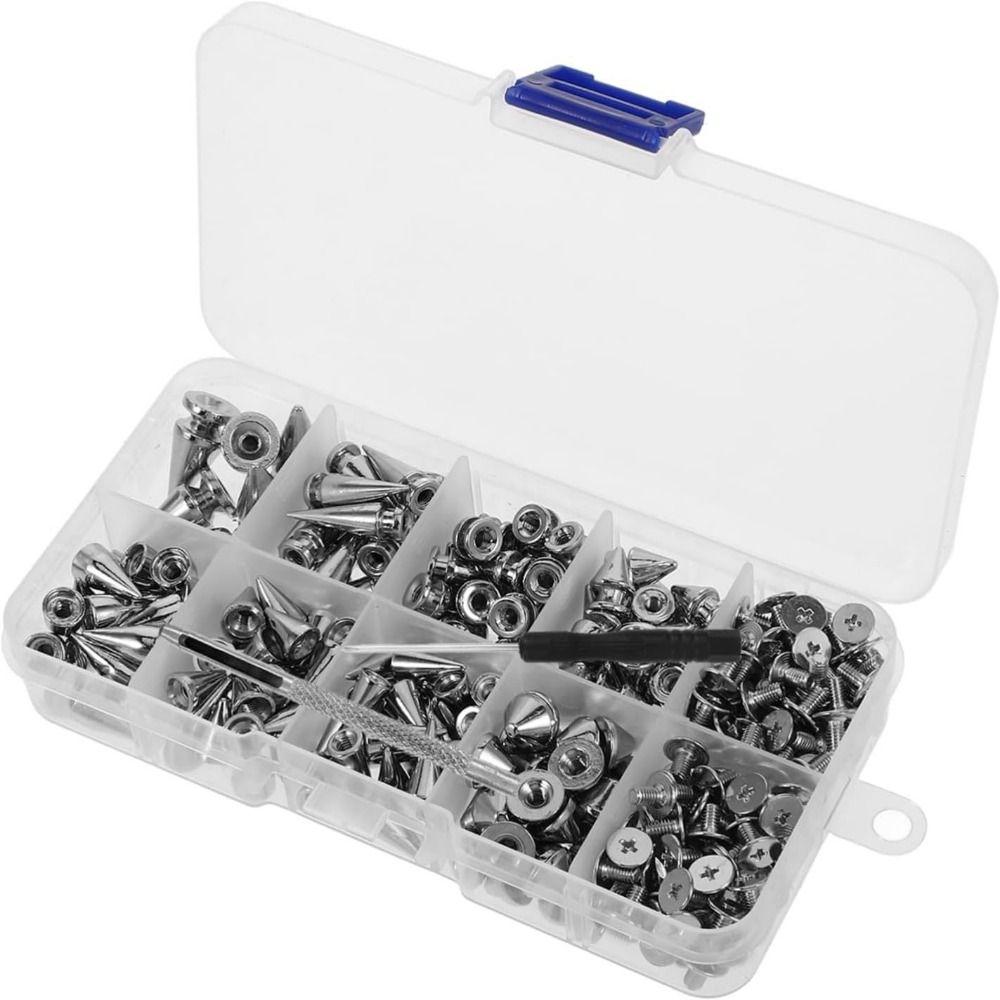 359Pcs Wear-resistant Punk Spikes and Studs Kit 8 Sizes Cone Spikes Kit Leather Accessories