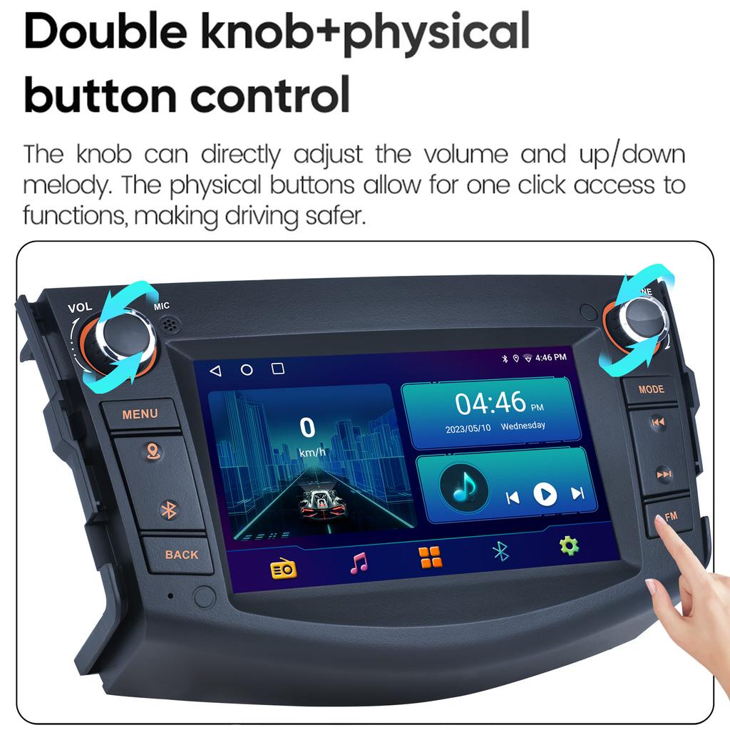 2+64G Android 13 автомобильная стереосистема для Toyota RAV4 2006-2012 7-дюймовый сенсорный экран радио с Carplay Android Auto GPS Mirror Link для Android/iOS WiFi