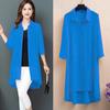 Chiffon Shirts Women's Large Size Mid-Length Three-quarter Sleeve Cardigan Outer Sunscreen