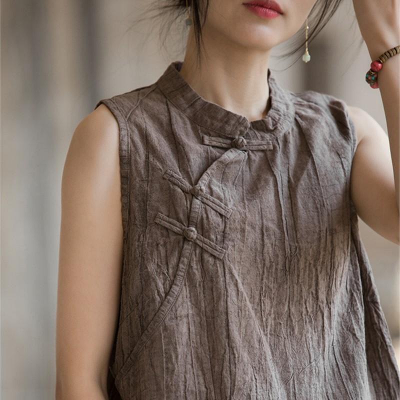 Johnature Женские топы на бретелях в китайском стиле без рукавов и пуговиц, винтажные женские винтажные мягкие топы на бретелях с принтом тай-дай