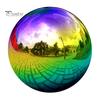 Радужный смотровой шар 7,9 дюйма, полые шарики из нержавеющей стали, зеркальный радужный отражающий шар на 360° для сада, бассейна, патио, газона
