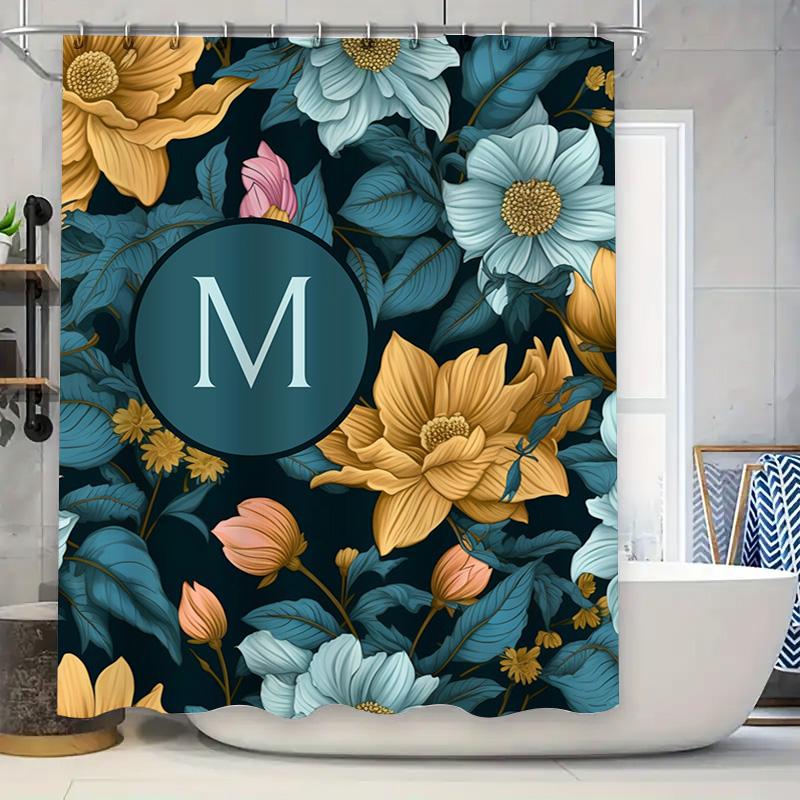 Modern Bathroom Decor: Elegant Gold White Shower Curtain with Geometric Pattern for Bathrooms Perfect Gift Idea