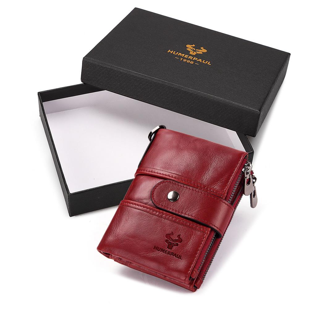 Humerpaul Кошельки женские из натуральной кожи RFID, маленькие, короткие, держатели для карт с цепочкой для монет, мужские, качественные