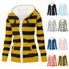 Women's Fashion Casual Long Sleeve Striped Sweater Pullover Hooded Top