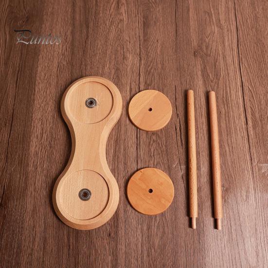 Wooden Yarn Holder Single or Double Yarn Skein Holder Desk Yarn Thread Dispenser Spinner for Crocheting Twirling Yarn Knitting Embroidery Accessory