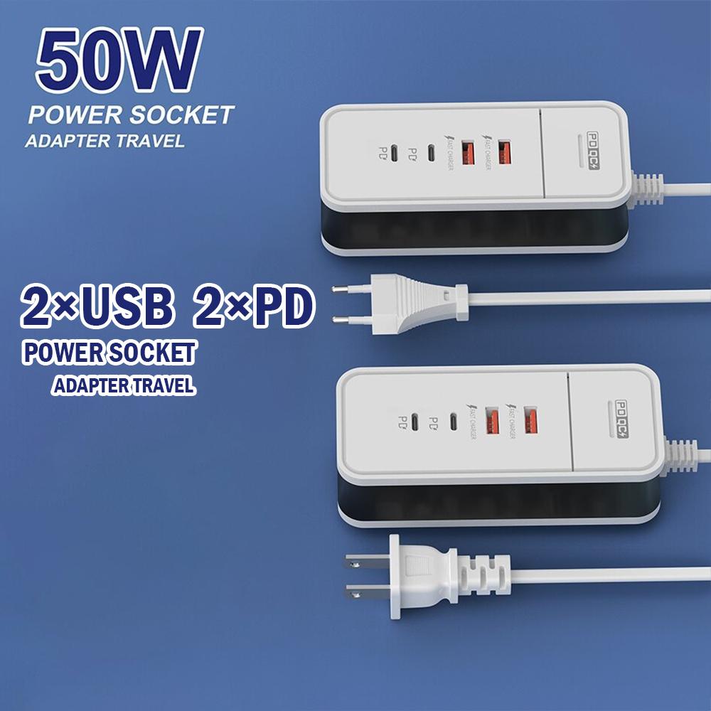 4 Port USB Charger QC 3.0 3.1A Travel Charger Fast Charging Wall Charger For iPhone 15 Xiaomi Samsung Phone Travel Power Adapter