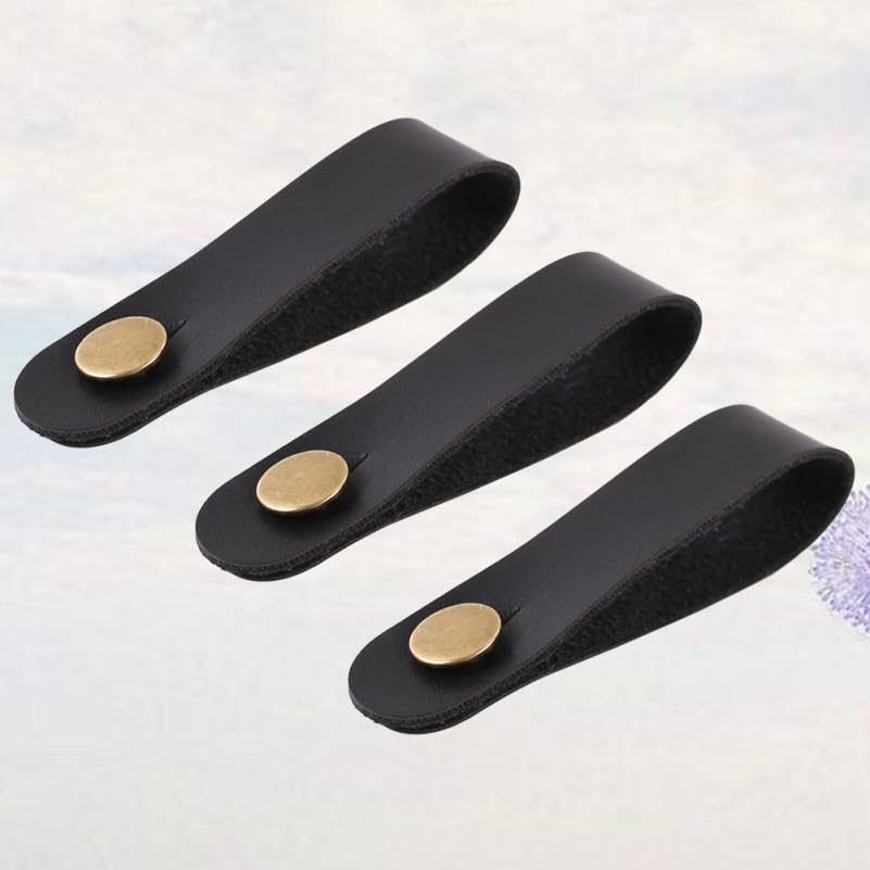 LIFKOME Guitar Neck Strap Head Black 3-Pack, Leather, Acoustic, Electric, Bass, Ukulele, Button,