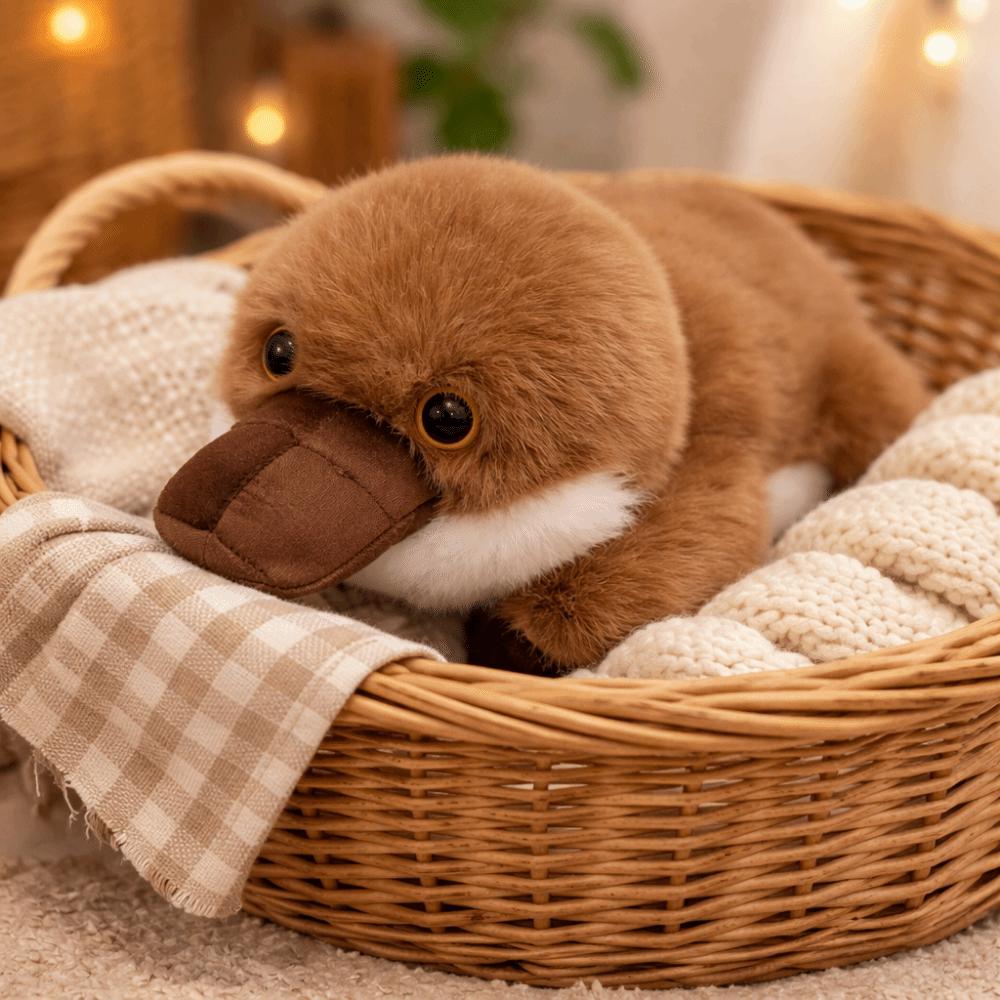 Super Soft Simulation Platypus Toy Fluffy Material Stuffed Animal Doll Christmas Gift
