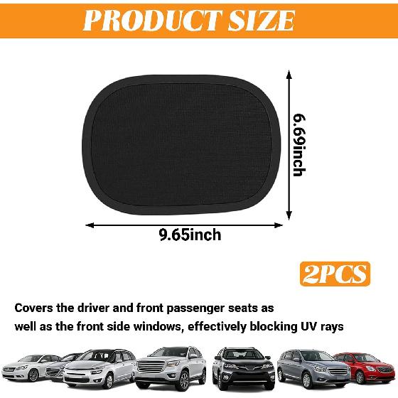 2 Pack Windshield Sun Shade Static Cling, 9.6"x6.6" Mini Car Sun Visor Shades, Car Shade for Windshield, Windshield Sun Shade Static Cling for