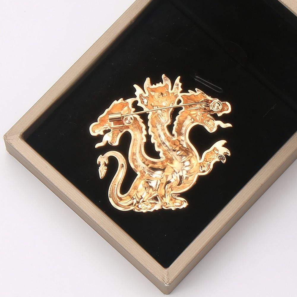 Vintage Three-Headed Dragon Brooch Antique Brooch Jewelry Luxury Brooch Pin Party