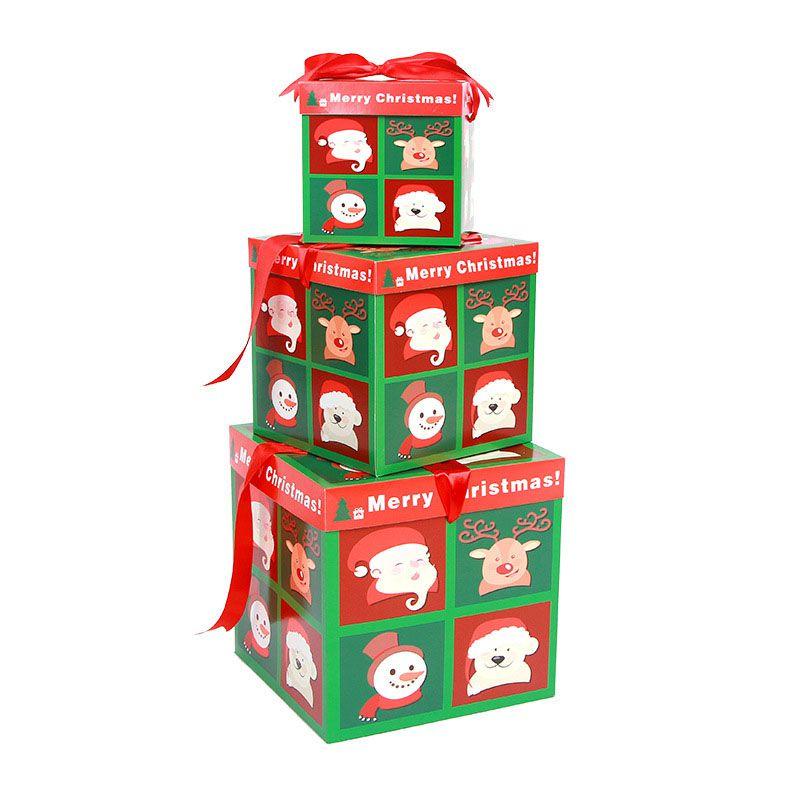 Восхитительная коллекция из 3 премиальных больших подарочных коробок на Рождественский сочельник с элегантной крышкой и лентой