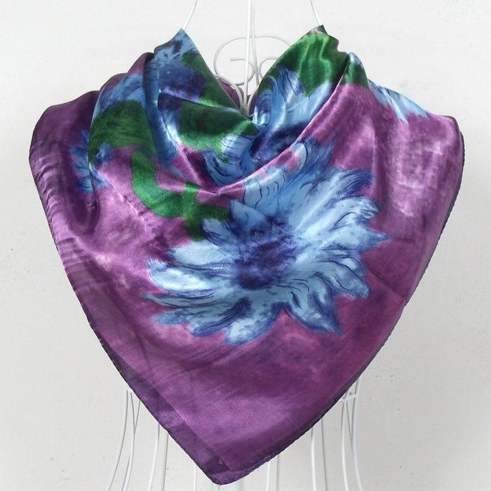 2015 Square Polyester Silk Scarf New Sunflower Pattern 90*90cm Ladies' Satin Sqaure Scarves Printed New Style Women Headscarf