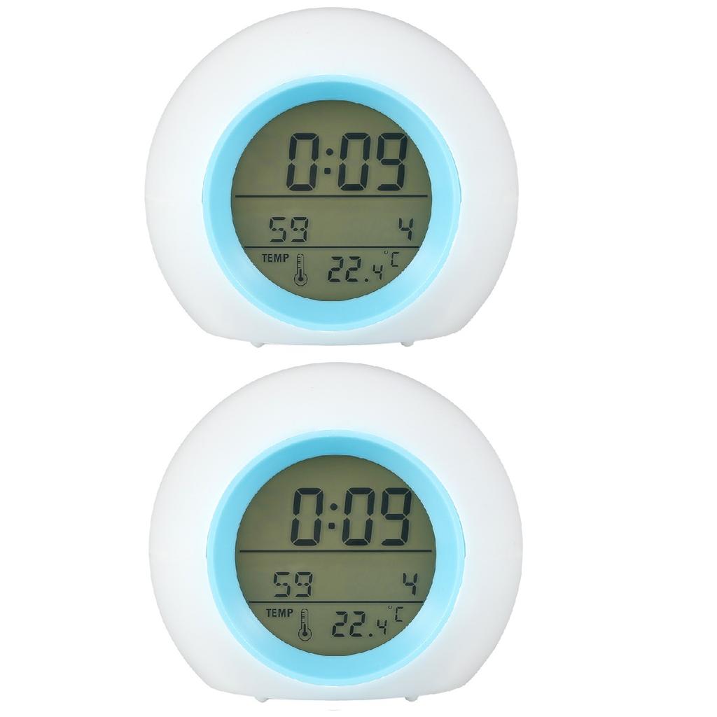 Детский цифровой будильник, 7 цветов, ночник, меняющий свет, прикроватные часы с температурой 12/24 часа, будильник для детской спальни, рождественский подарок