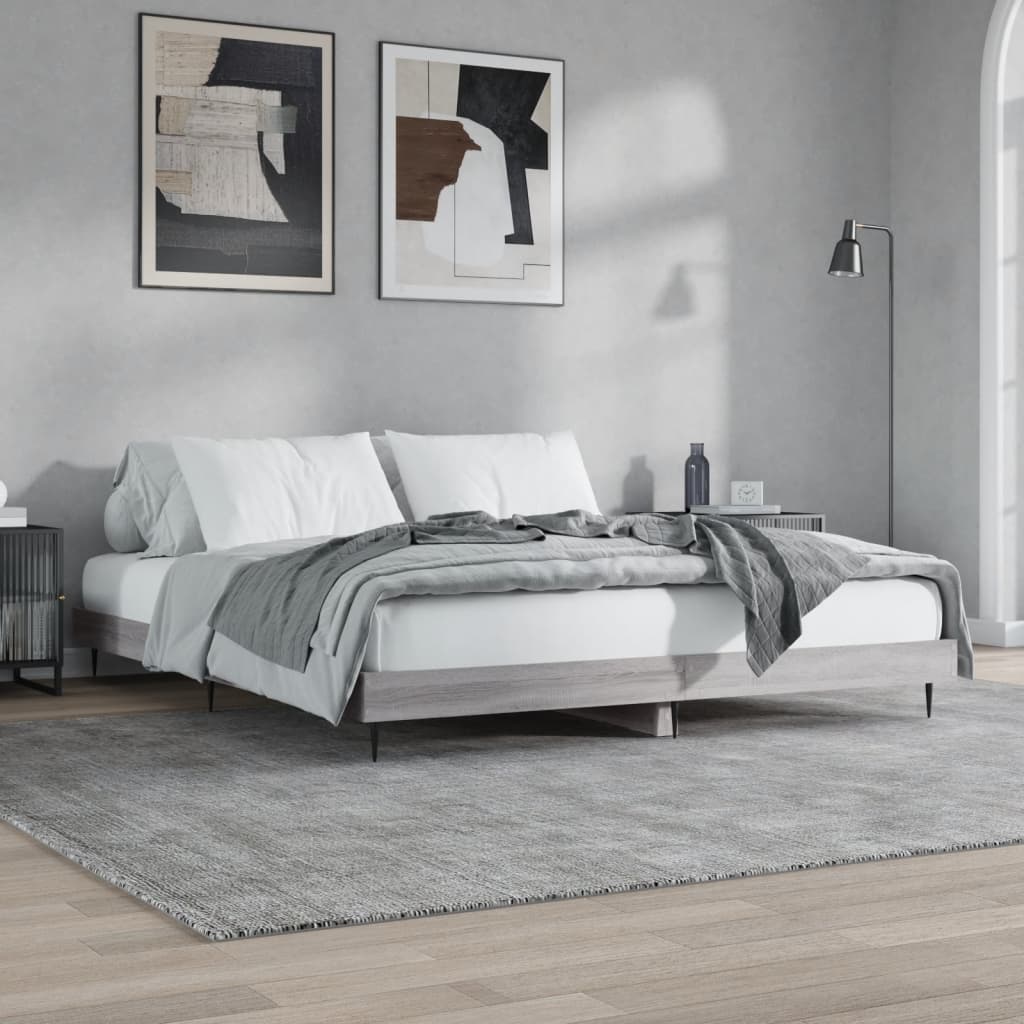 Vidaxl Rama Łóżka Bez Materaca Szary Sonoma 160X200Cm Drewno Klejone