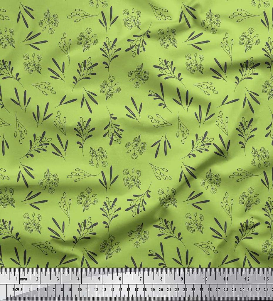 Soimoi Purple Poly Crepe Fabric Berries Leaves Print Sewing Fabric metre 42 Inch