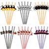 Halloween Straws, Party Decorations, 24pcs, Skeleton Spiders, Water Cup Beverage Decorations, Disposable Straws