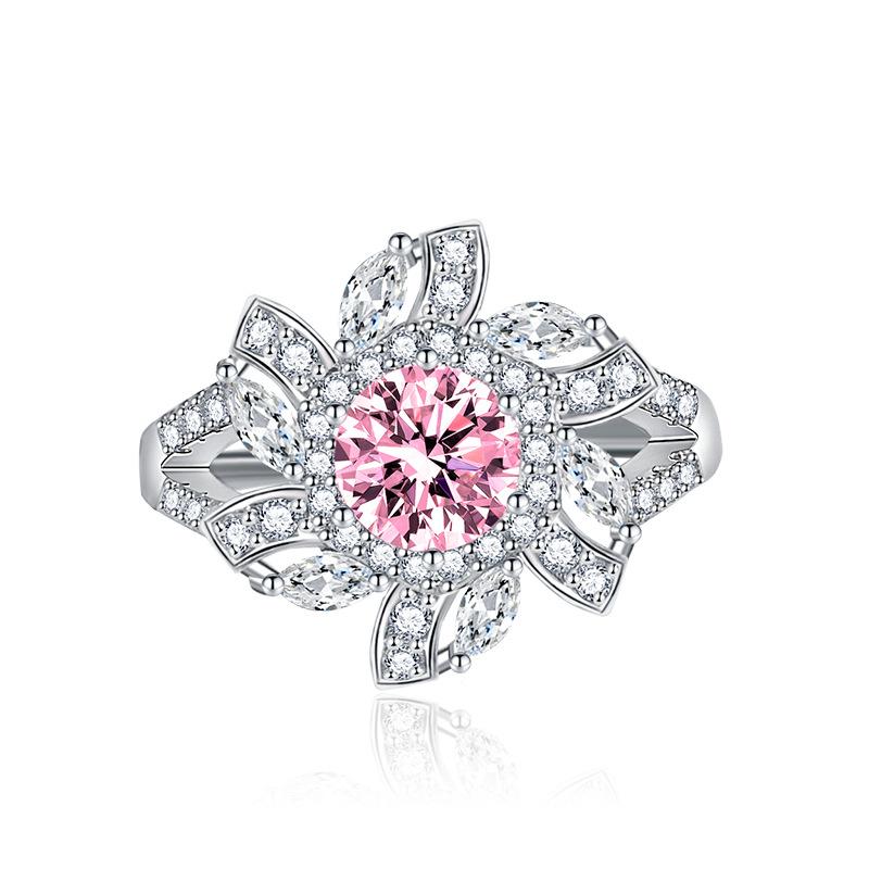 BELLA BOX Classic Flower Opening Resizable Rings For Women Zircon Engagement Party Fine Jewelry Gift