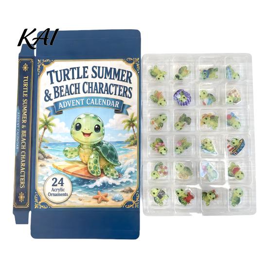 24 Day Countdown Calendar Marine Life Advent Calendars 2026, Days Christmas with 2D Acrylic Tree Hanging Decor Turtle Lobster Ornaments, Cute