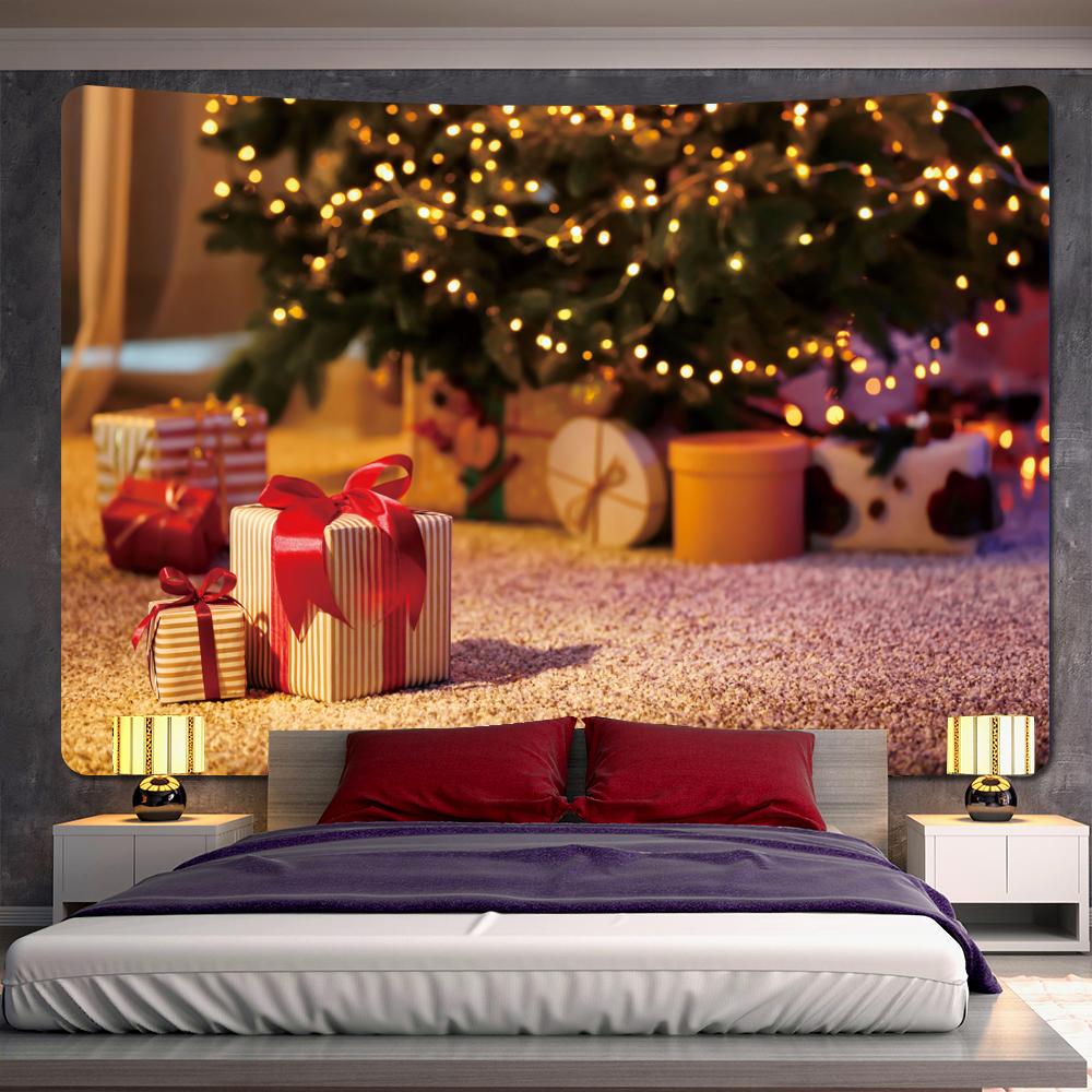 Рождественский гобелен с принтом, психоделический богемный домашний декор, Рождественская елка, камин, фон, ткань, Tapeçaria de natal