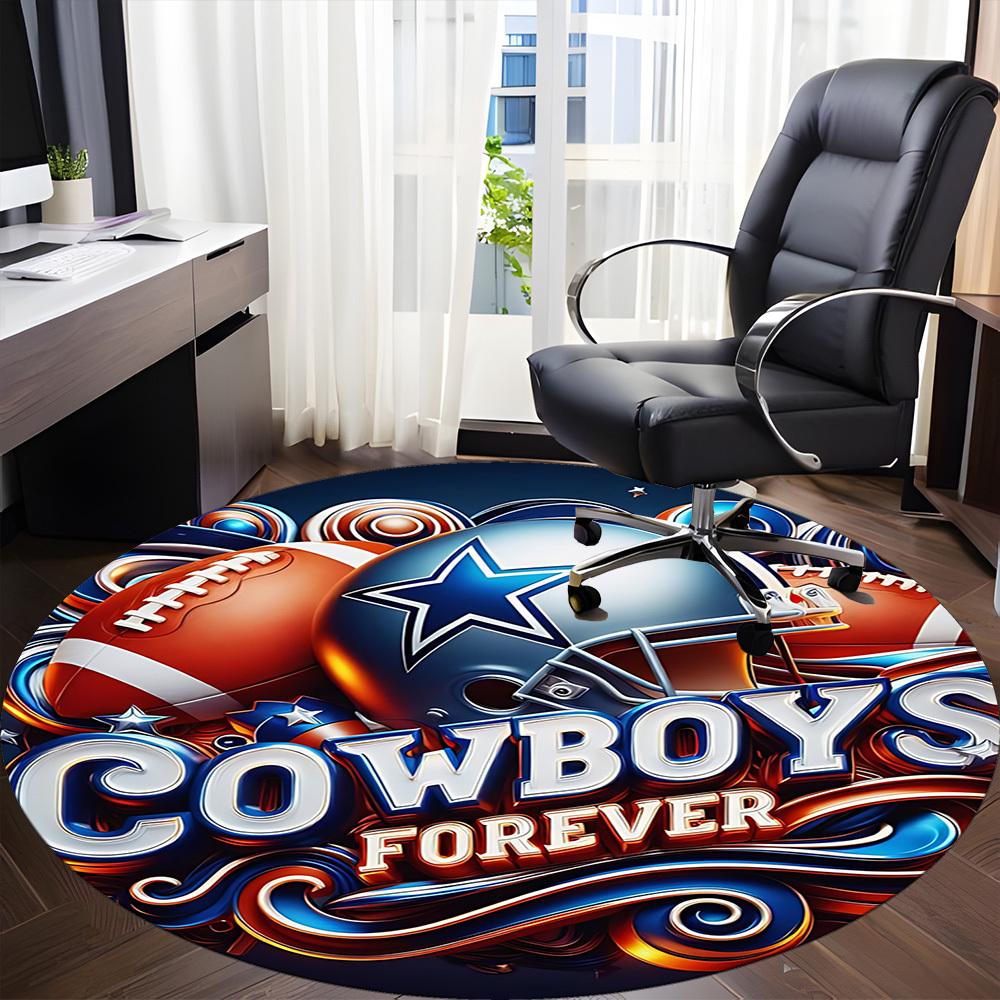 1pc Cowboys Forever Chair Carpet for Office Non Slip, Machine Washable Rug for Office, Room Holiday Decor for Christmas, Birthday Polyester