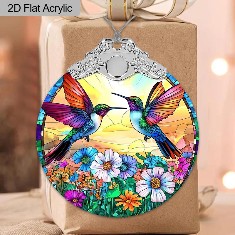 2D плоская 1 шт. Колибри Акриловый Орнамент Весенний Ловец Солнца, Идеальное Весеннее Украшение, Украшение для Сада, Брелок для Автомобиля/Рюкзака